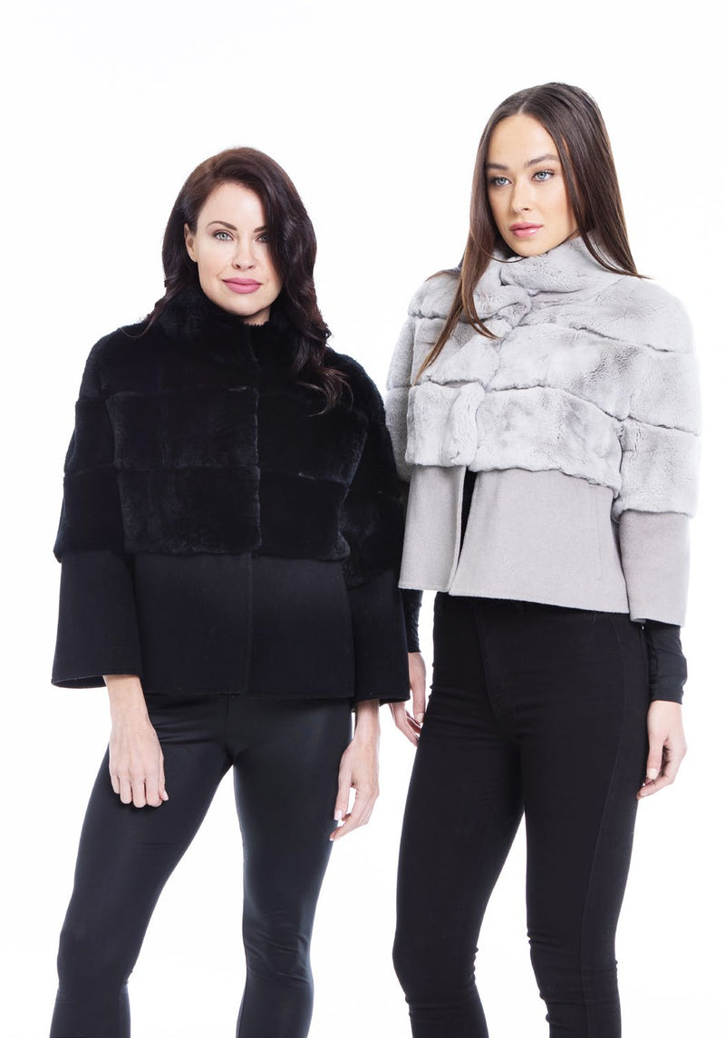Sheared Rex Rabbit Jacket w/ Cashmere Blend